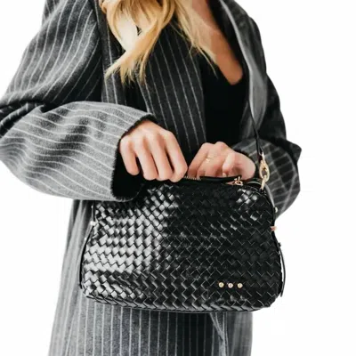 Pretty Simple Woven Hobo Shoulder Bag In Black