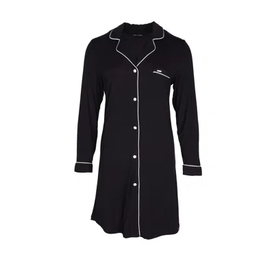 Pretty You Bamboo Long Sleeved Womens Classic Nightshirt In Black