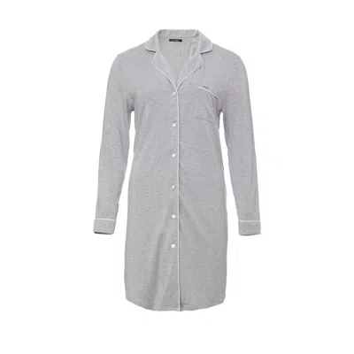 Pretty You Bamboo Long Sleeved Womens Classic Nightshirt  In Grey Marl