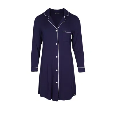 Pretty You Blue Bamboo Long Sleeved Women's Classic Nightshirt In Midnight
