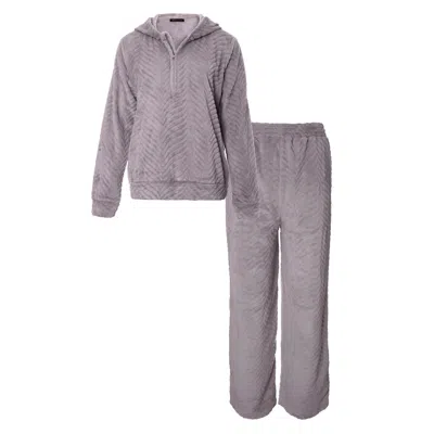Pretty You Cosy Chevron Co-ord Lounge Suit In Shale Grey