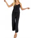 Pretty You London Bamboo Lace Cami And Cropped Trouser Pj Set In Raven In Black