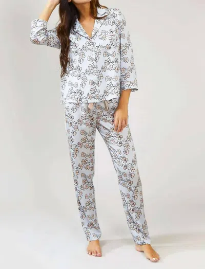 Pretty You London Floral Print Pajama Set In Duck Egg In Multi
