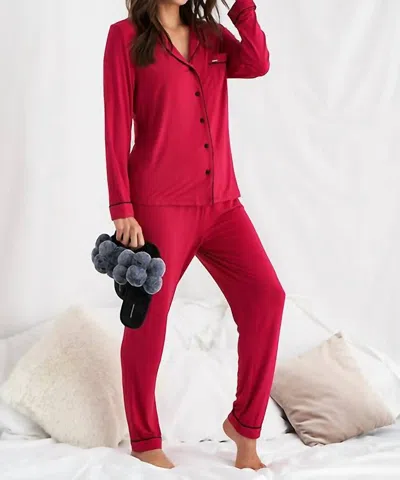 Pretty You London Scarlet Bamboo Pajama Set In Red