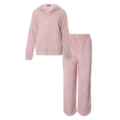 Pretty You Pink / Purple Cosy Chevron Co-ord Lounge Suit In Rose In Pink/purple