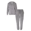 Pretty You Velour Hoody Jogger Set In Grey In Grey