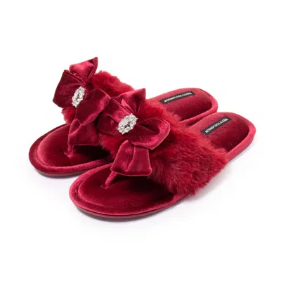Pretty You Women's Amelie Toe Post Slipper With Diamante Detail In Red