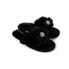 Pretty You Women's Amelie Toe Post Slipper With Diamante In Black In Black
