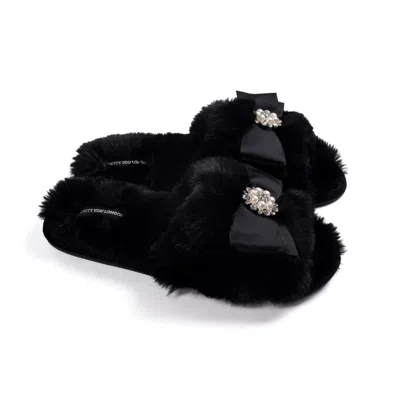 Pretty You Women's Anya Slider Slipper With Diamante In Black