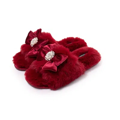 Pretty You Women's Anya Slider Slipper With Diamante In Red