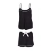 Pretty You Women's Bamboo Cami & Short Pyjama Set In Black In Black