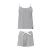 Pretty You Women's Bamboo Cami & Short Pyjama Set In Grey Marl In Grey