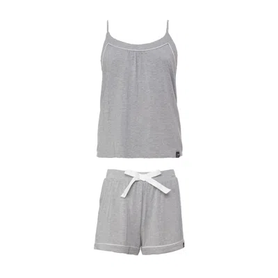 Pretty You Women's Bamboo Cami & Short Pyjama Set In Grey Marl