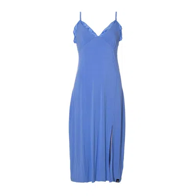 Pretty You Women's Bamboo Frill Chemise In Cornflower Blue