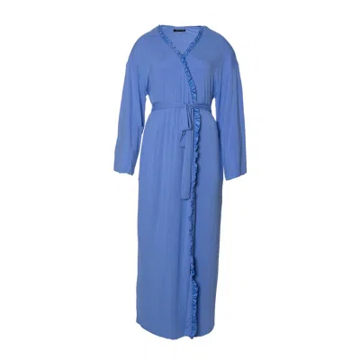 Pretty You Women's Bamboo Frill Kimono In Cornflower Blue