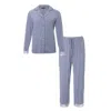 Pretty You Women's Bamboo Lace Pyjama Set In Blue Mist In Blue