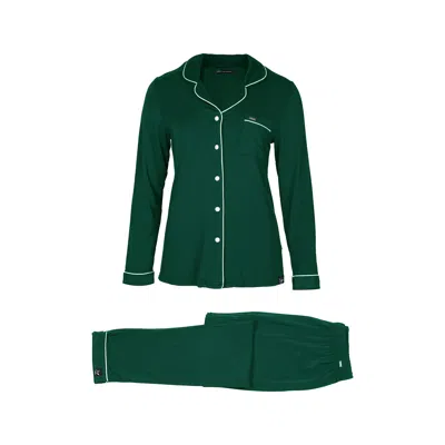Pretty You Women's Bamboo Long Sleeved Trouser Pyjama Set In Green