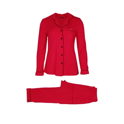 Pretty You Women's Bamboo Pyjama Set In Red