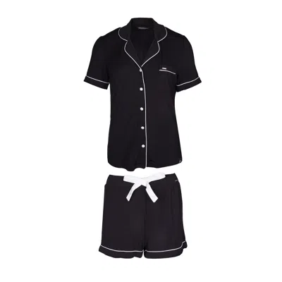 Pretty You Women's Bamboo Shirt Short Set In Black