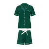 Pretty You Women's Bamboo Shirt Short Set In Green In Green
