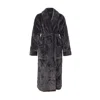 Pretty You Women's Black Quilted Velour Robe In Raven In Black