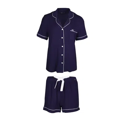 Pretty You Women's Blue Bamboo Shirt Short Set In Midnight