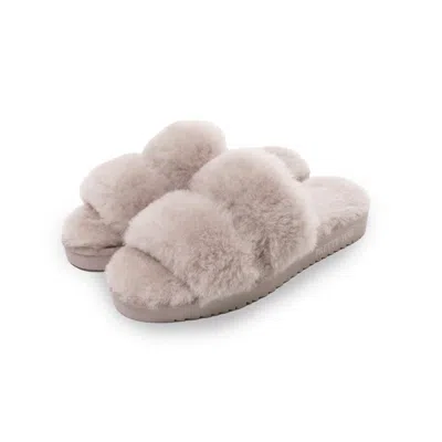 Pretty You Women's Brown Sheepskin Slider Slipper Jinx In Truffle In Multi