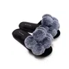 Pretty You Black Dolly Pompom Slippers In Black