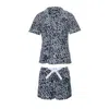 Pretty You Women's Grey Bamboo Shirt Short Set In Leopard Print In Grey
