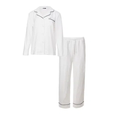 Pretty You Women's Luxury Suite Waffle Pyjama Set In White
