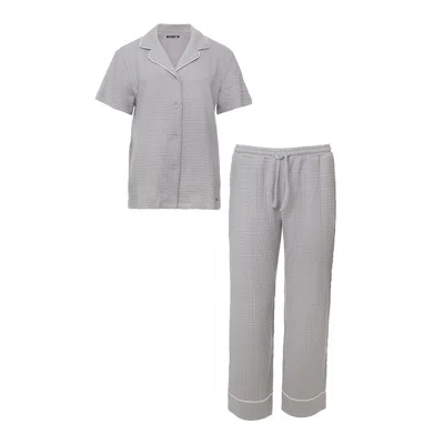 Pretty You Women's Luxury Suite Waffle Short & Shirt Trouser Set In Grey