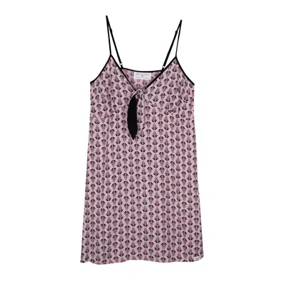 Pretty You Women's Pink / Purple Ecovero Geo Leaf Patterned Chemise Nightdress In Pink