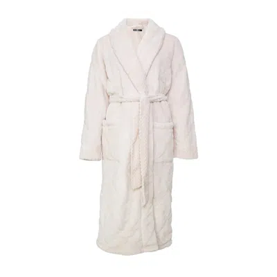 Pretty You Women's Pink / Purple Quilted Velour Robe In Powder Puff In White