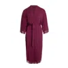Pretty You Women's Red Bamboo Lace Kimono Robe In Bordeaux In Red