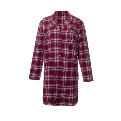 Pretty You Women's Red Classic Cotton Plaid Nightshirt In Bordeaux