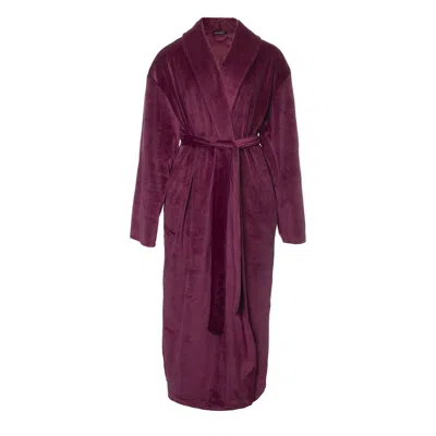 Pretty You Women's Red Velour Longline Robe In Bordeaux