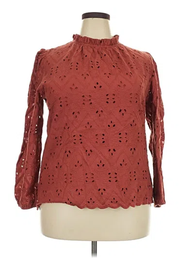 Pre-owned Prettygarden 3/4 Sleeve Blouse In Burgundy