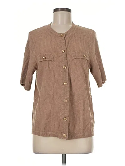 Pre-owned Prettygarden 3/4 Sleeve Button Down Shirt In Tan