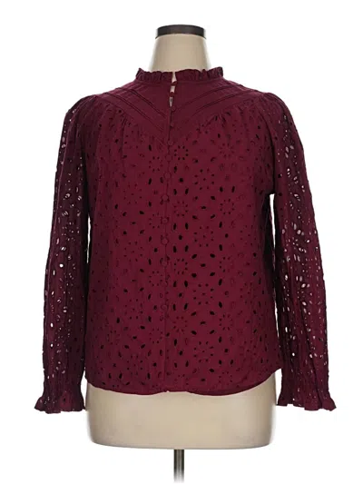 Pre-owned Prettygarden Long Sleeve Blouse In Burgundy