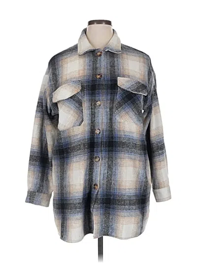 Pre-owned Prettygarden Long Sleeve Button Down Shirt In Blue