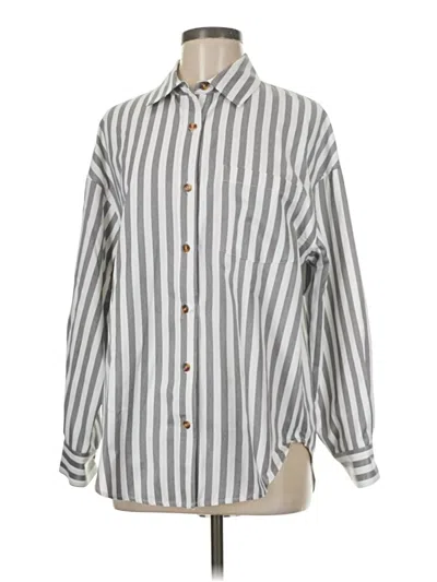 Pre-owned Prettygarden Long Sleeve Button Down Shirt In Gray