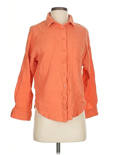 Pre-owned Prettygarden Long Sleeve Button Down Shirt In Orange