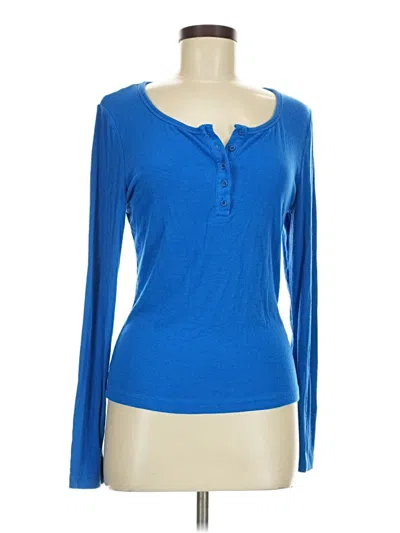 Pre-owned Prettygarden Long Sleeve Henley Shirt In Blue