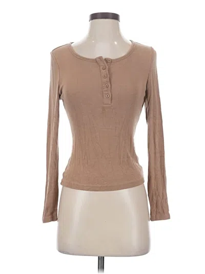 Pre-owned Prettygarden Long Sleeve Henley Shirt In Tan