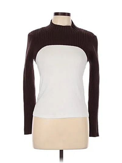 Pre-owned Prettygarden Long Sleeve Top Brown Turtleneck Tops