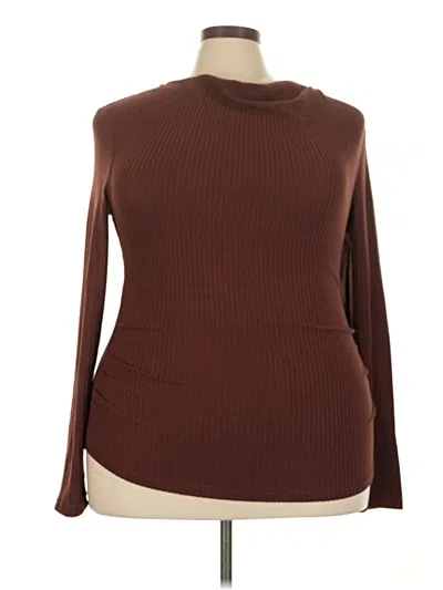 Pre-owned Prettygarden Long Sleeve Top Brown Turtleneck Tops