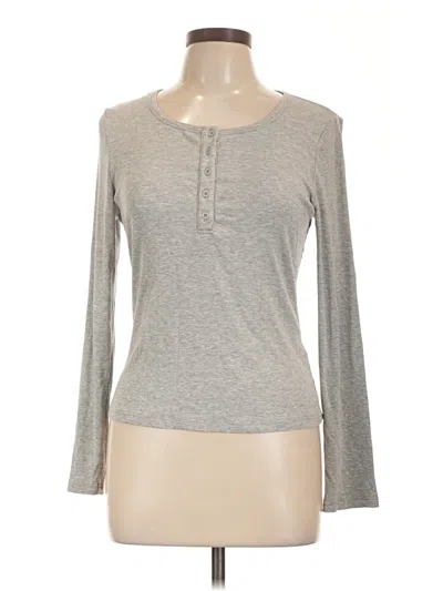Pre-owned Prettygarden Long Sleeve Top Gray Crew Neck Tops