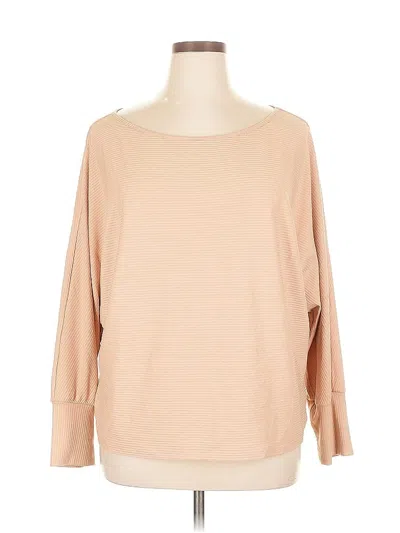 Pre-owned Prettygarden Long Sleeve Top Tan Boatneck Tops In Brown