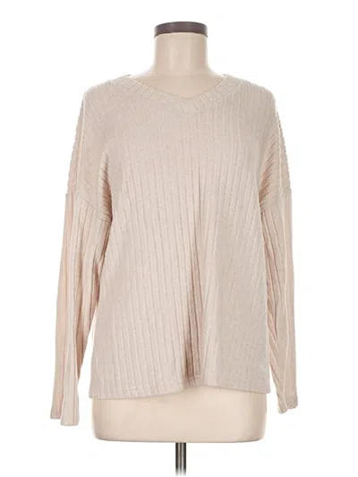 Pre-owned Prettygarden Long Sleeve Top Tan Crew Neck Tops