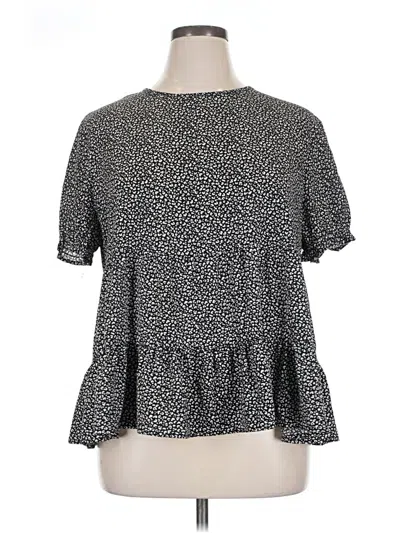 Pre-owned Prettygarden Short Sleeve Blouse In Black